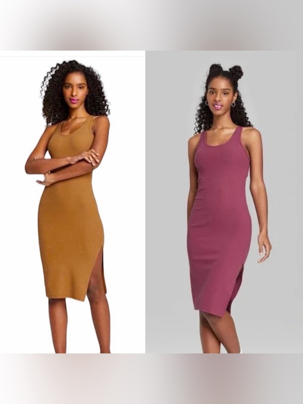 2 Women's Sleeveless Open Back Knit Dresses